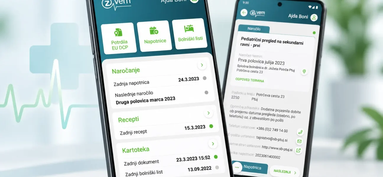 Aplikacija zVEM na Androidu – napotnice, recepti, naročanje in bolniški listi
