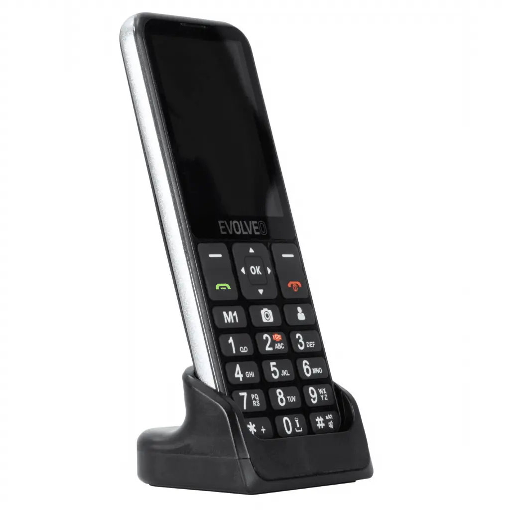 Evolveo EasyPhone LT (EP-880), telefon na tipke za starejše s podporo 4G, v polnilnem stojalu