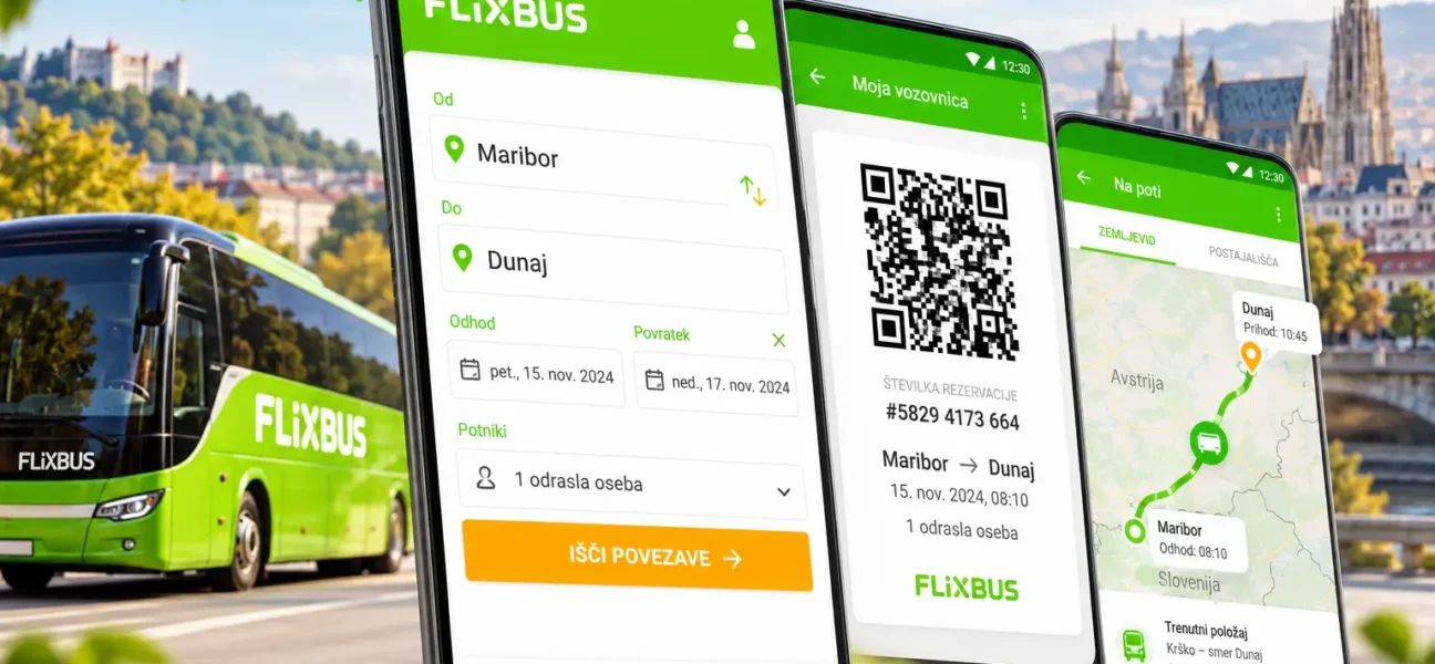 FlixBus aplikacija za rezervacijo vozovnice in spremljanje poti
