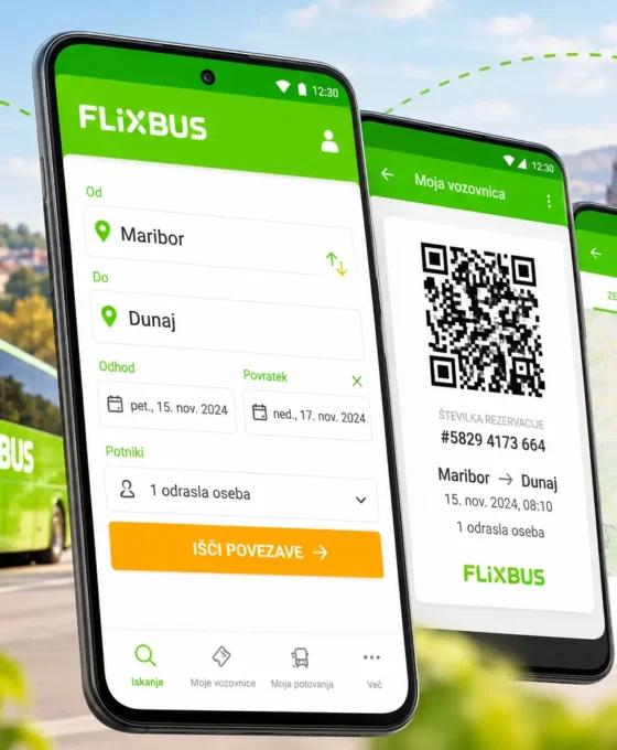 FlixBus aplikacija za rezervacijo vozovnice in spremljanje poti