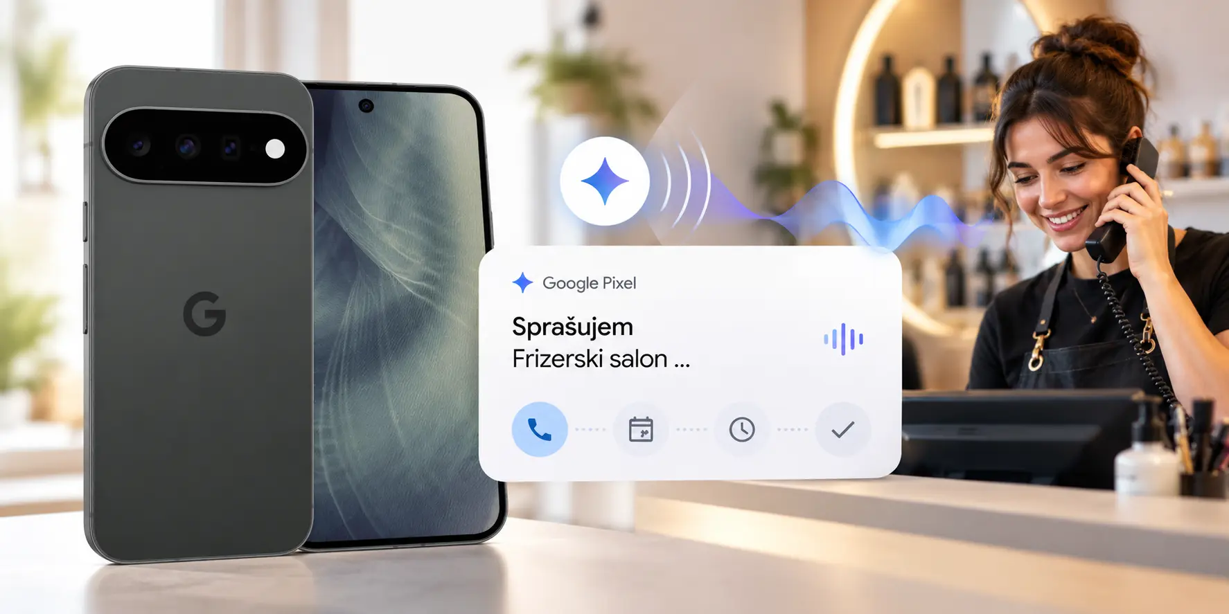 Google Pixel 11 s funkcijo Call for Me, ki namesto uporabnika pokliče frizerski salon