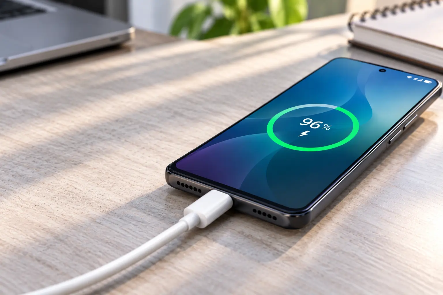 ALT: Android telefon med polnjenjem prek kabla USB-C
