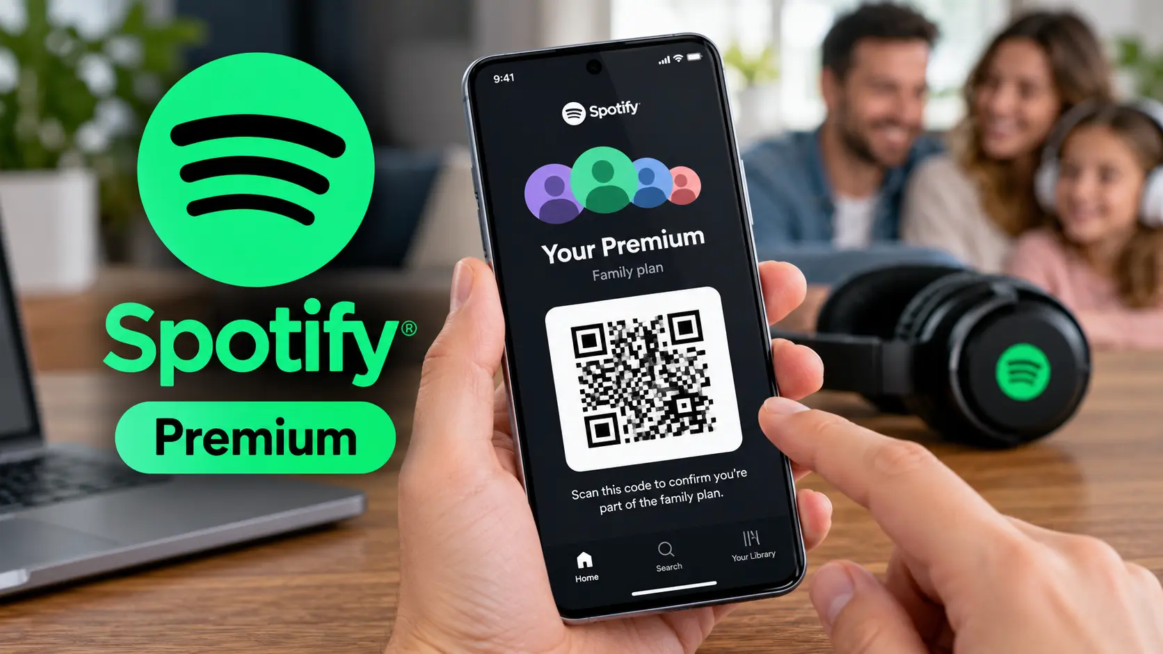 Spotify Premium za družine – preverjanje članstva z QR kodo
