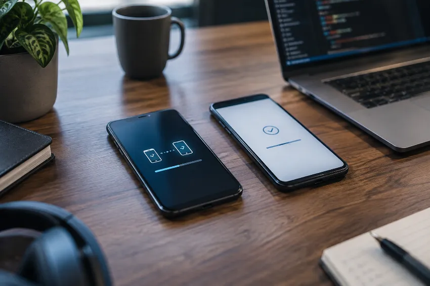 Dva Android telefona drug ob drugem med prenosom eSIM na nov telefon